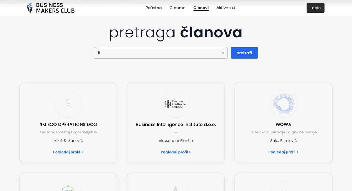 BMC member search with profile cards